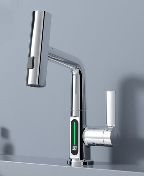 Smart Digital Display Faucet – Pull-Out Rotating Tap with Temperature Control