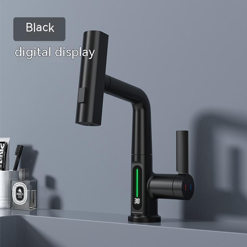 Smart Digital Display Faucet – Pull-Out Rotating Tap with Temperature Control