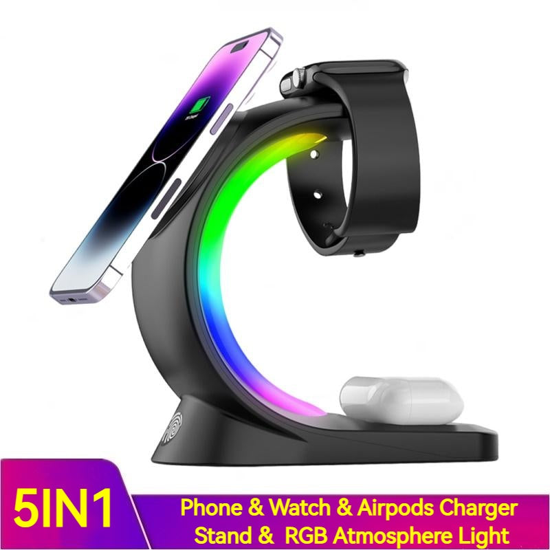 4-in-1 Wireless Charging Station – Fast Multi-Device Charger with LED Light